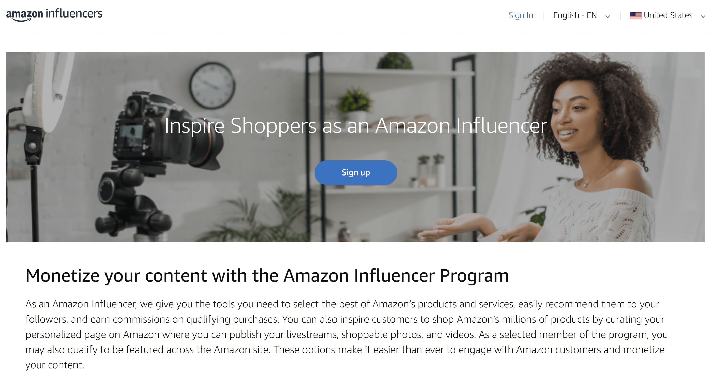 Amazon Influencer application process