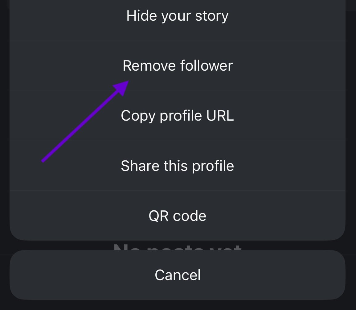 Click remove follower