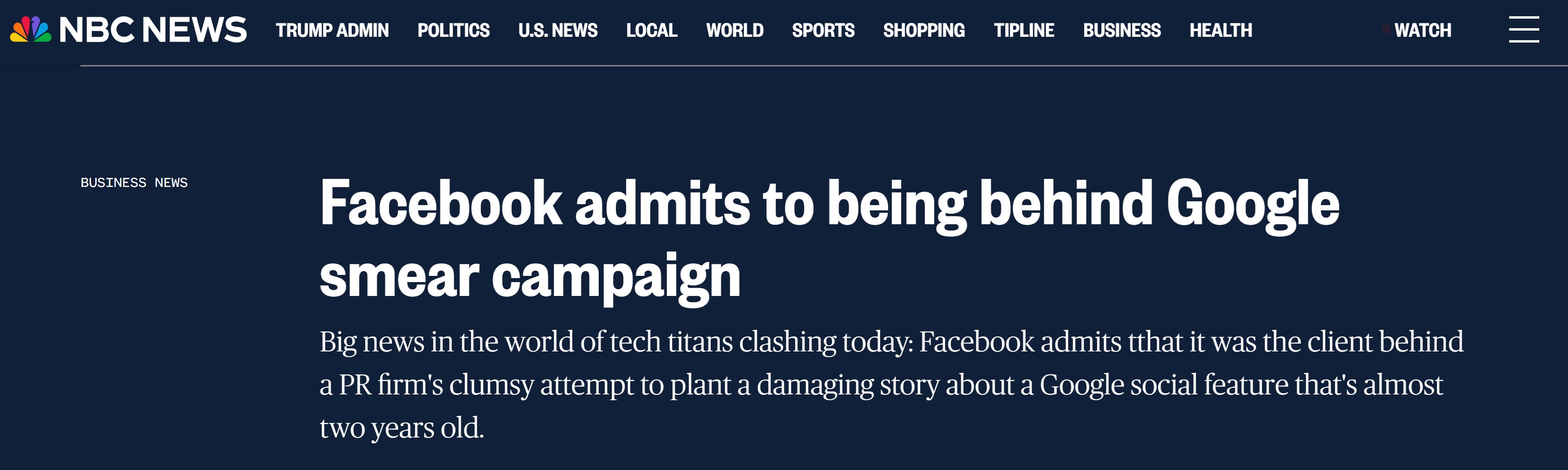 Facebook admits to being behind Google smear campaign