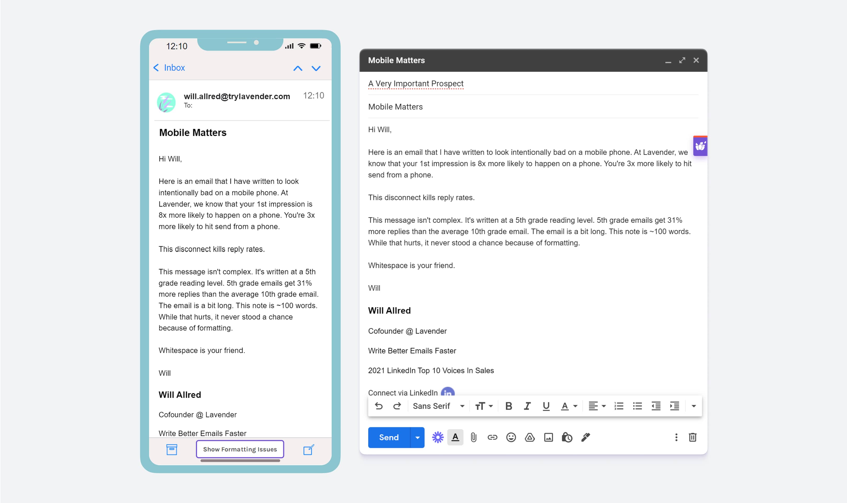 For help writing an email, you can use a tool like Lavender