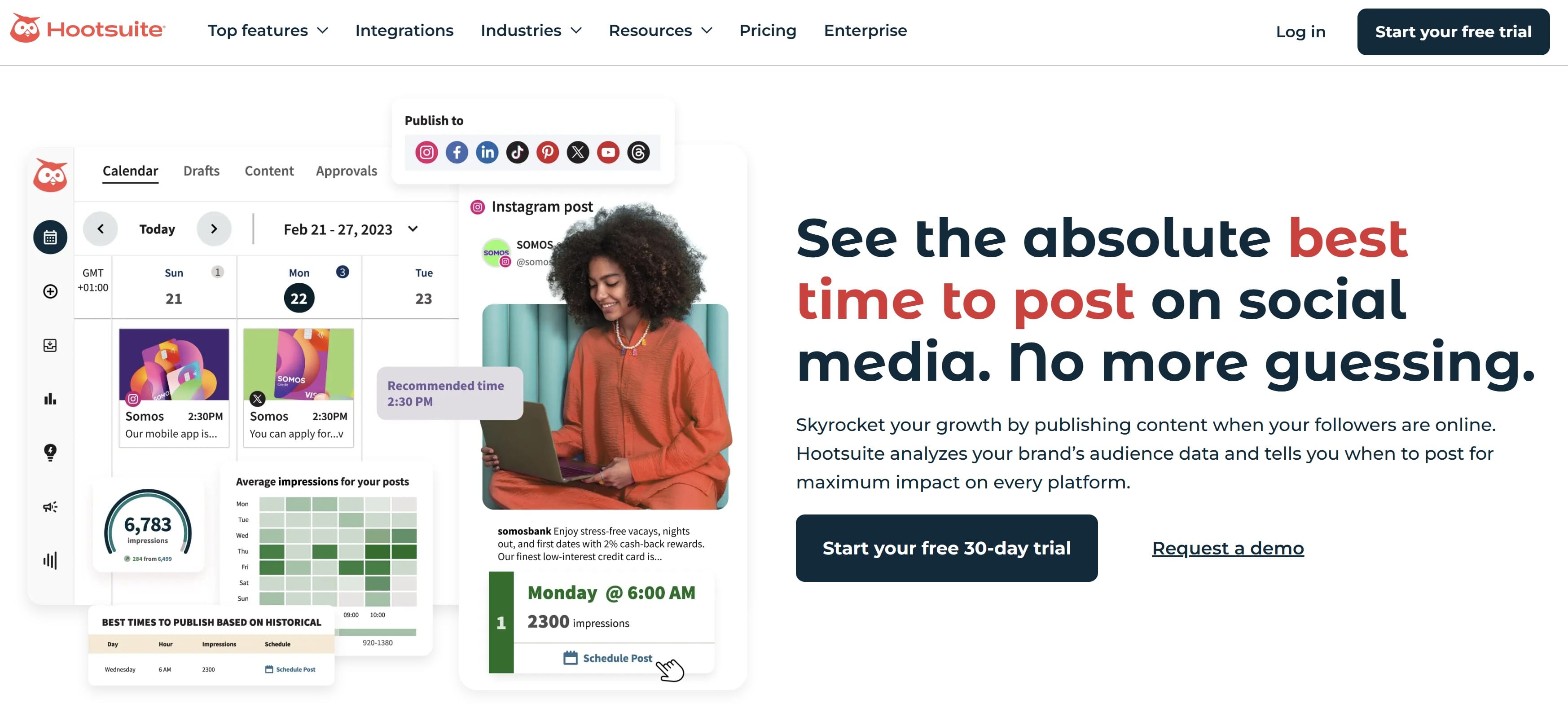 Hootsuite's Best Time to Publish feature