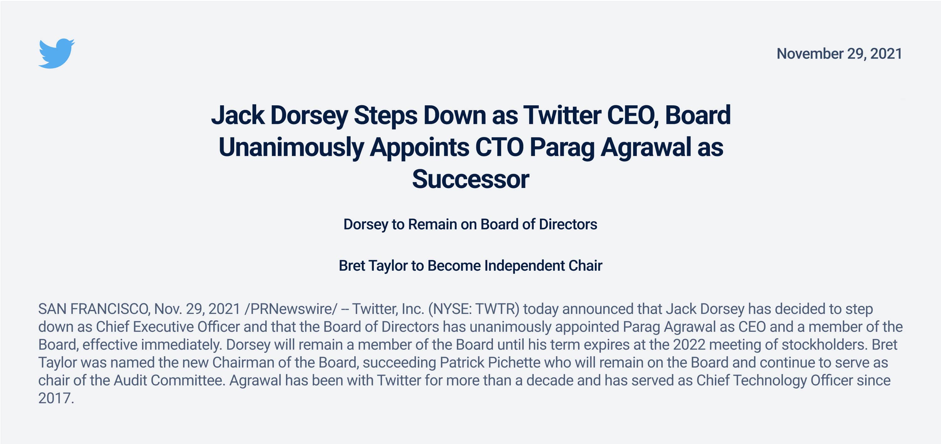 Jack Dorsey’s Twitter resignation