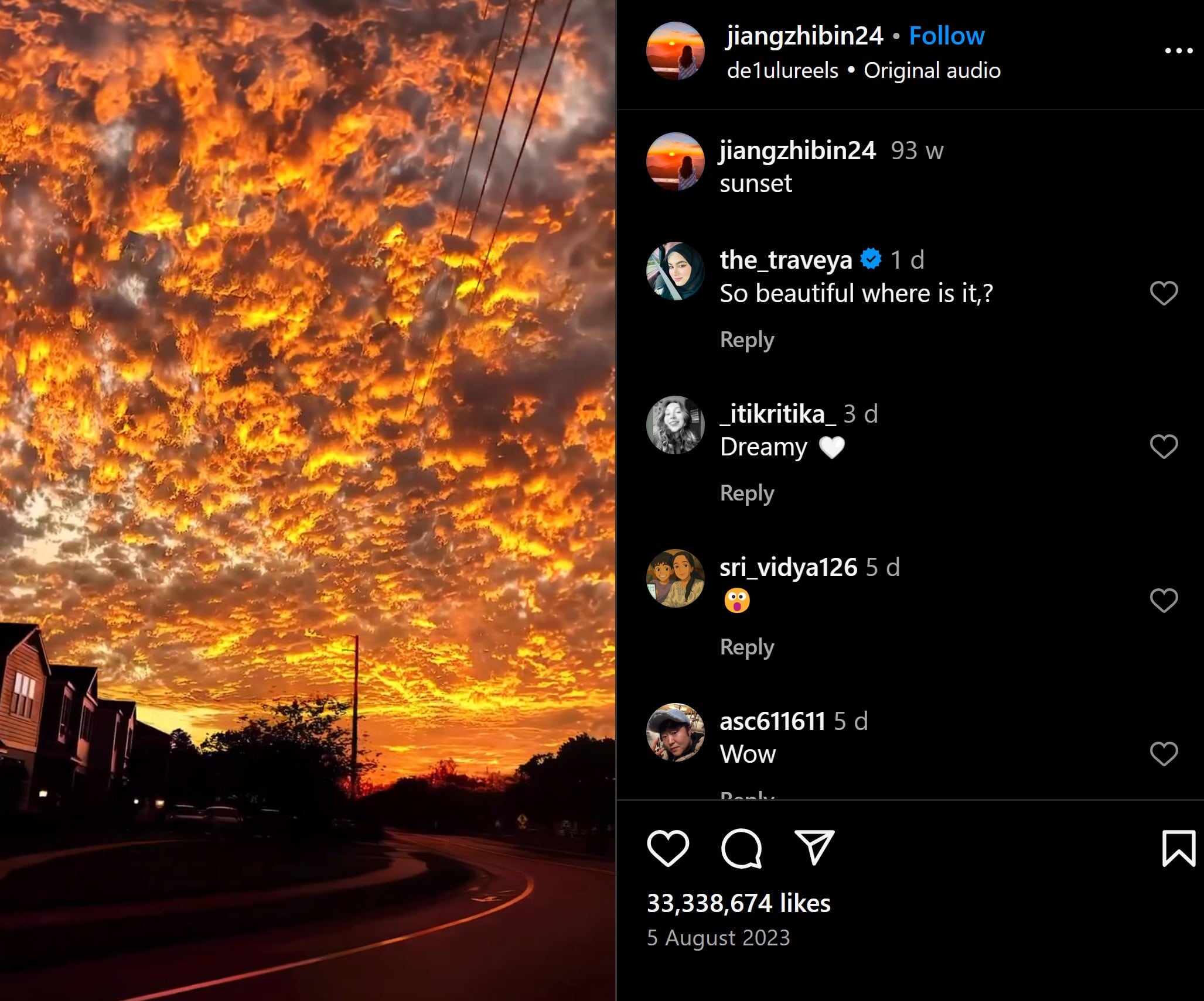 @jiangzhibin24’s viral sunset Reel 