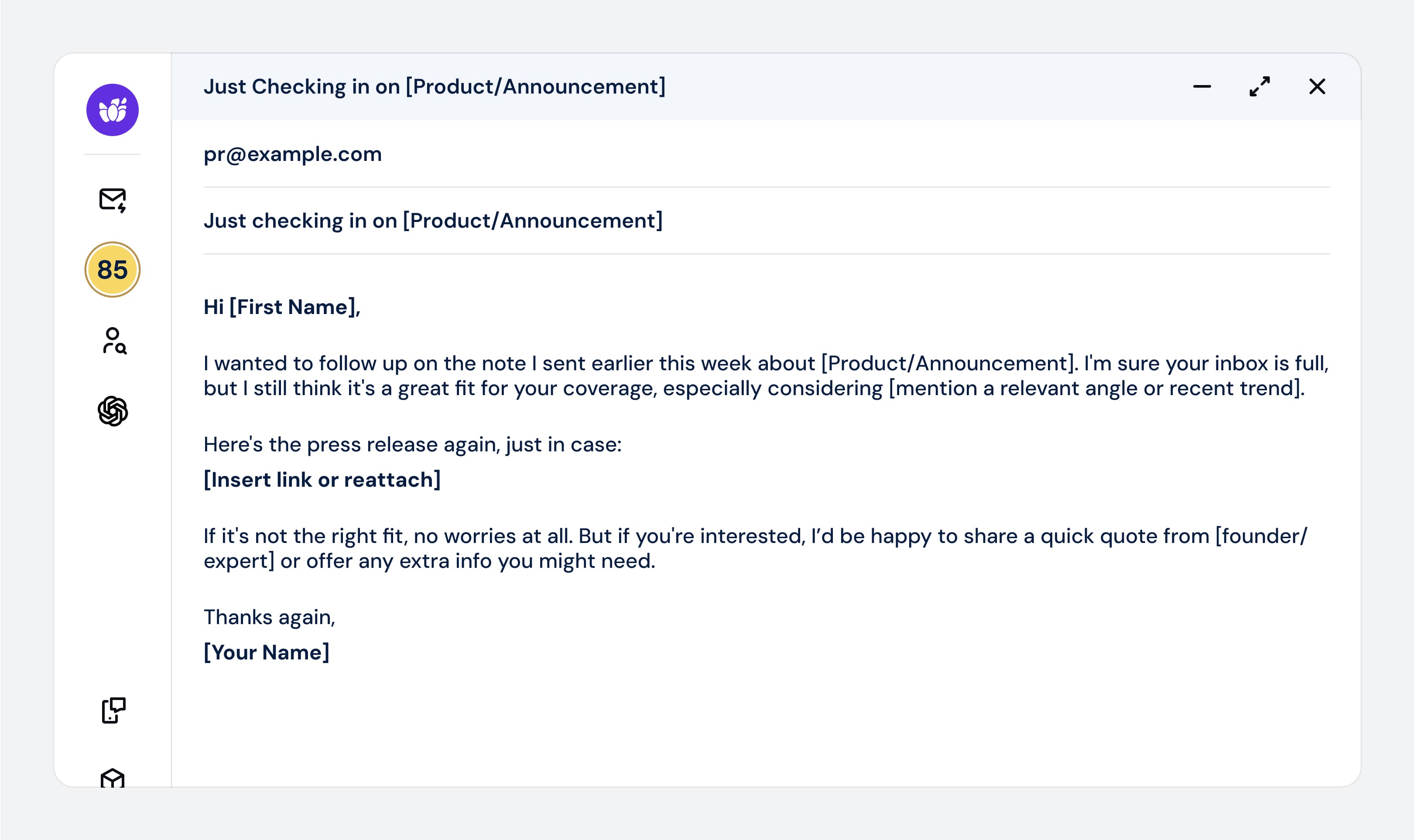 Prepare your pitch email for sending