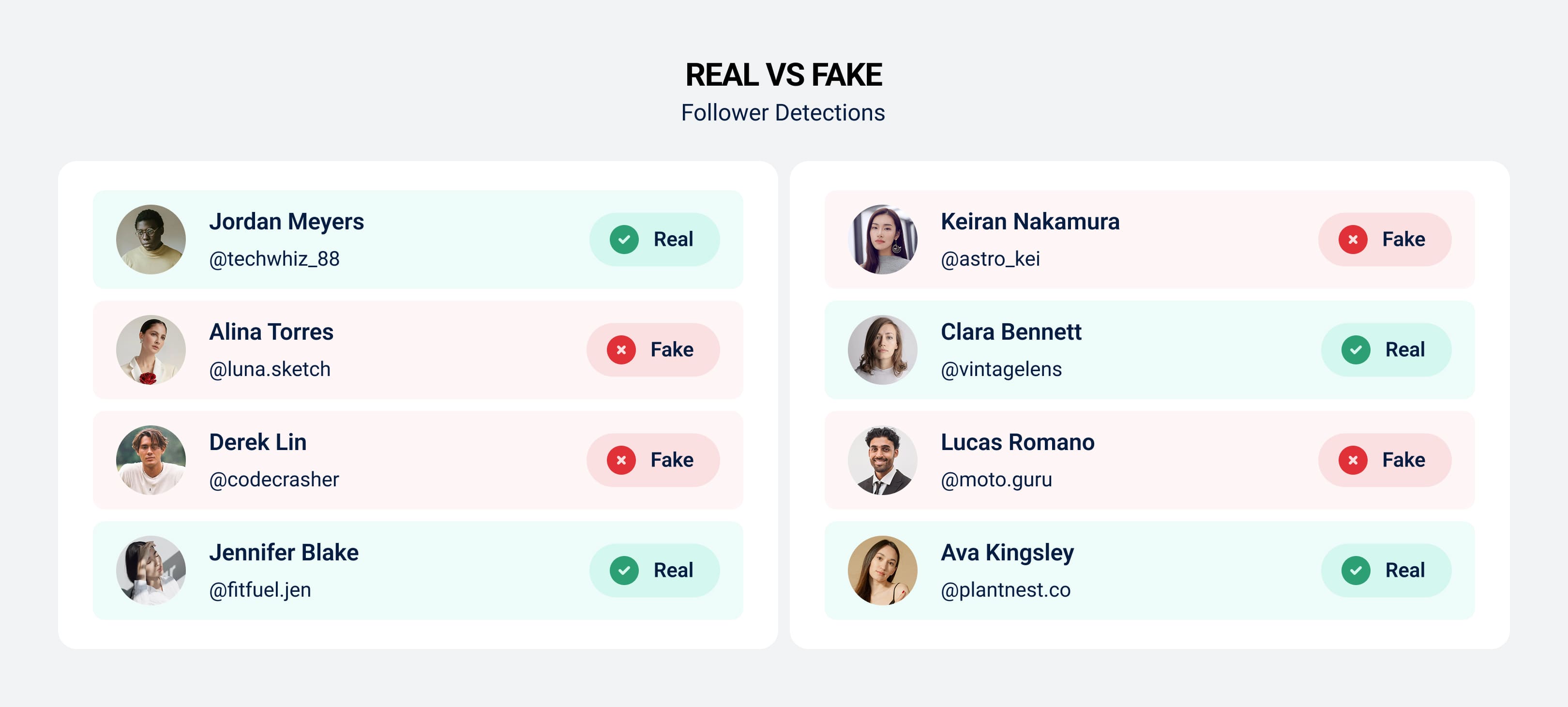 Real vs. fake follower detection