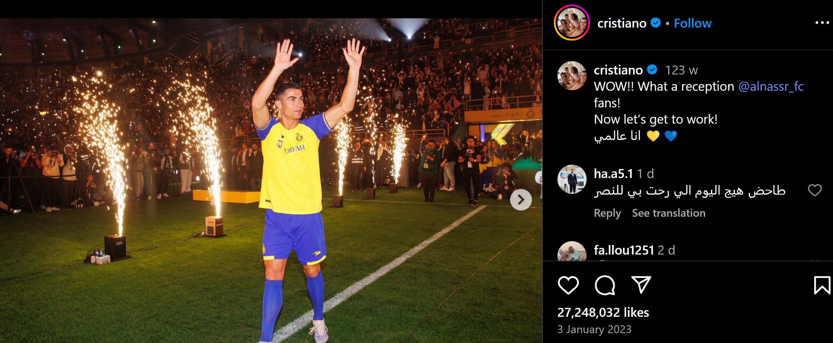 Ronaldo presented to Al-Nassr fans
