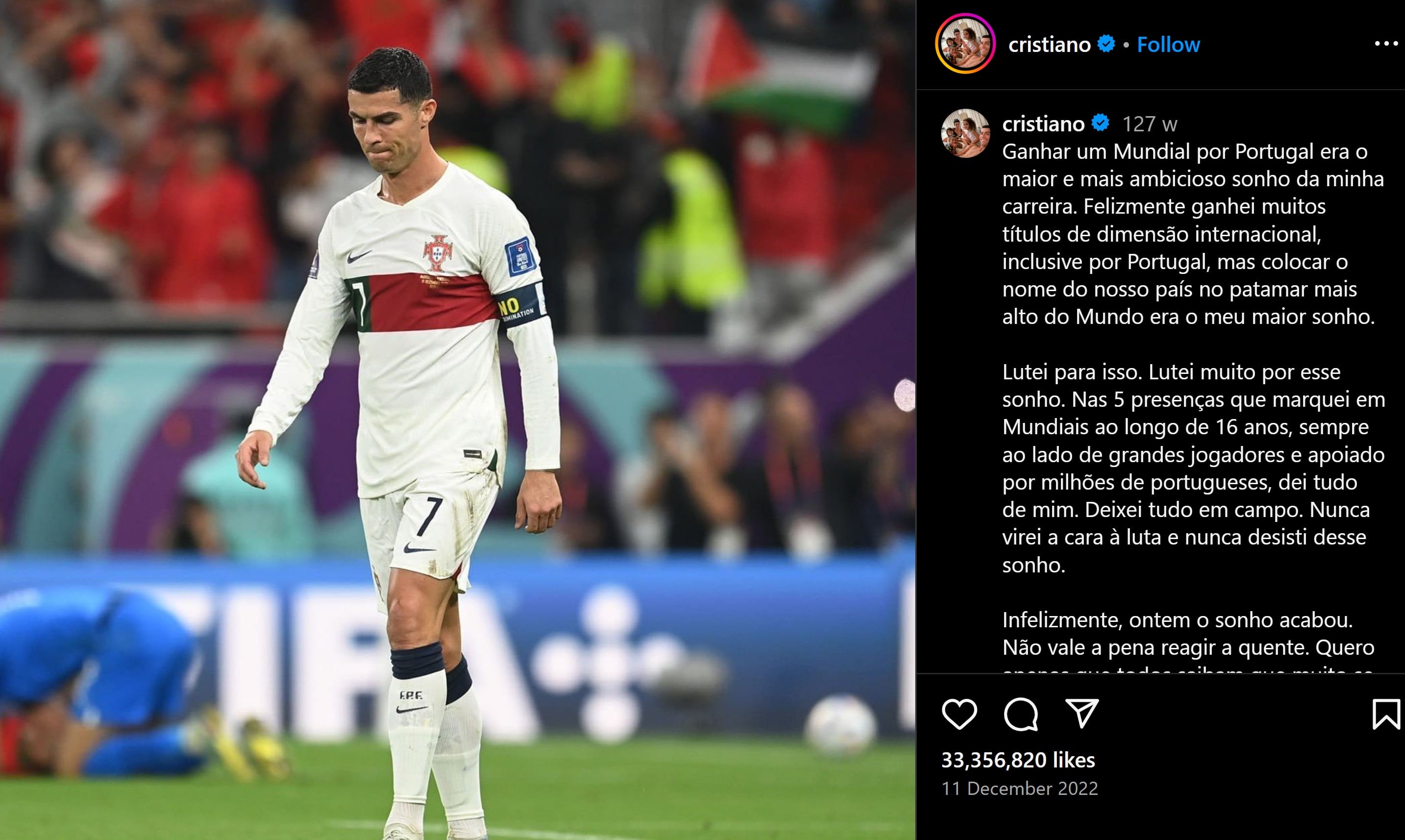 Ronaldo's FIFA World Cup elimination post
