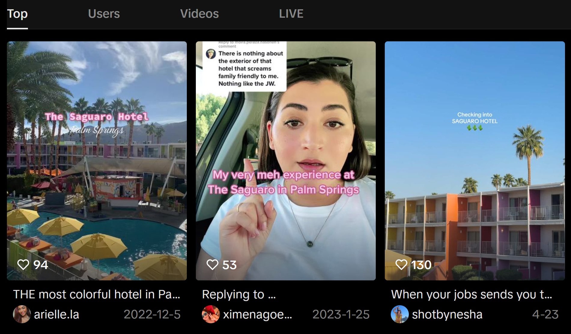 Saguaro Palm Springs TikTok Search