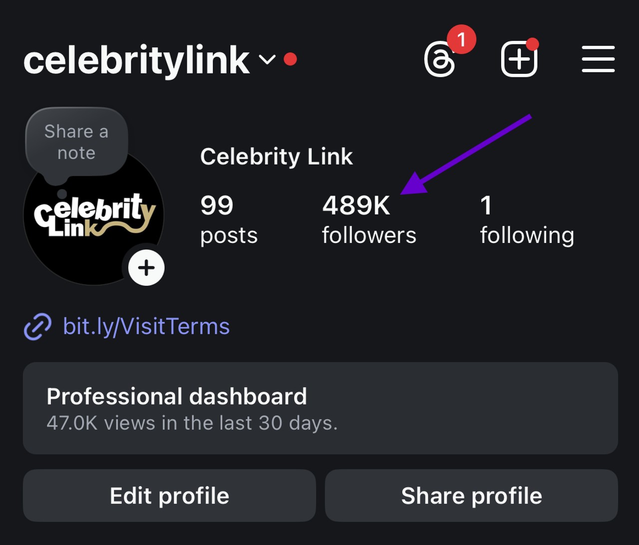 Click on followers