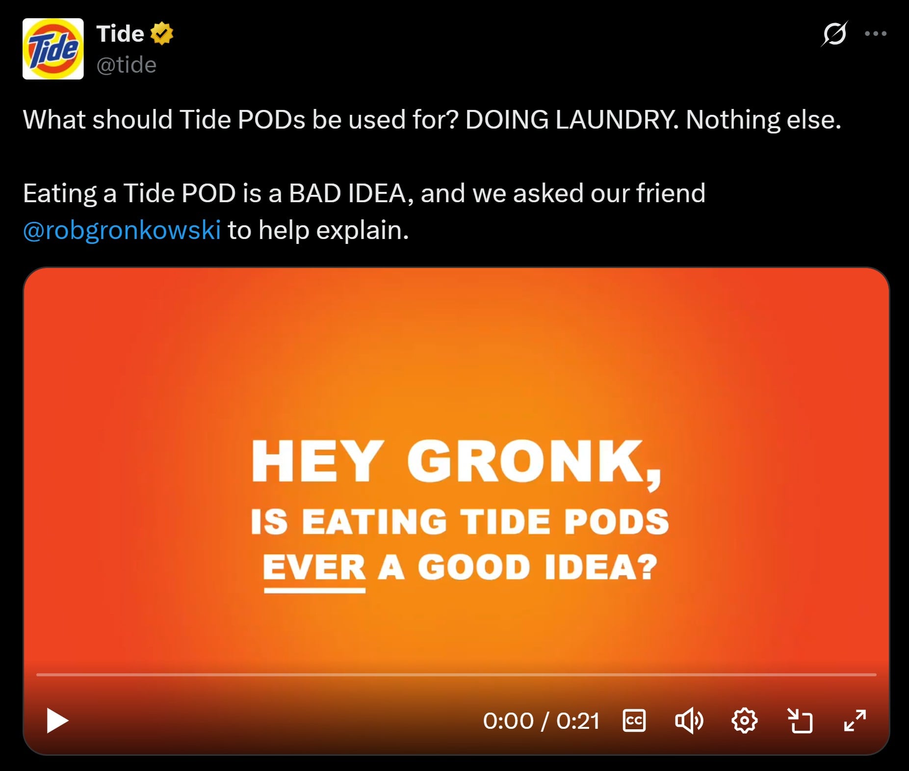 Tide – “For Laundry, Not Dinner”
