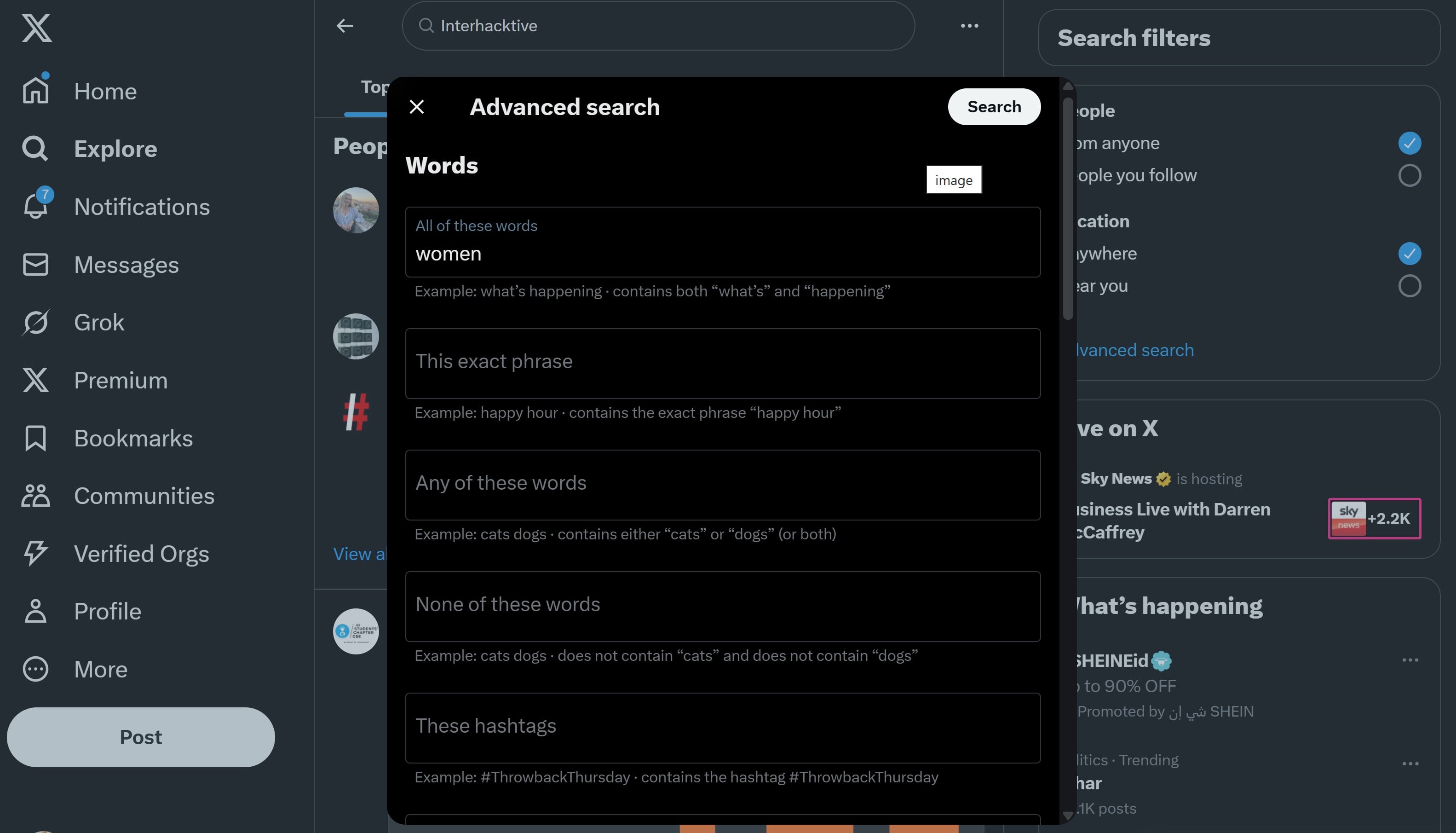 X (Twitter) Advanced Search