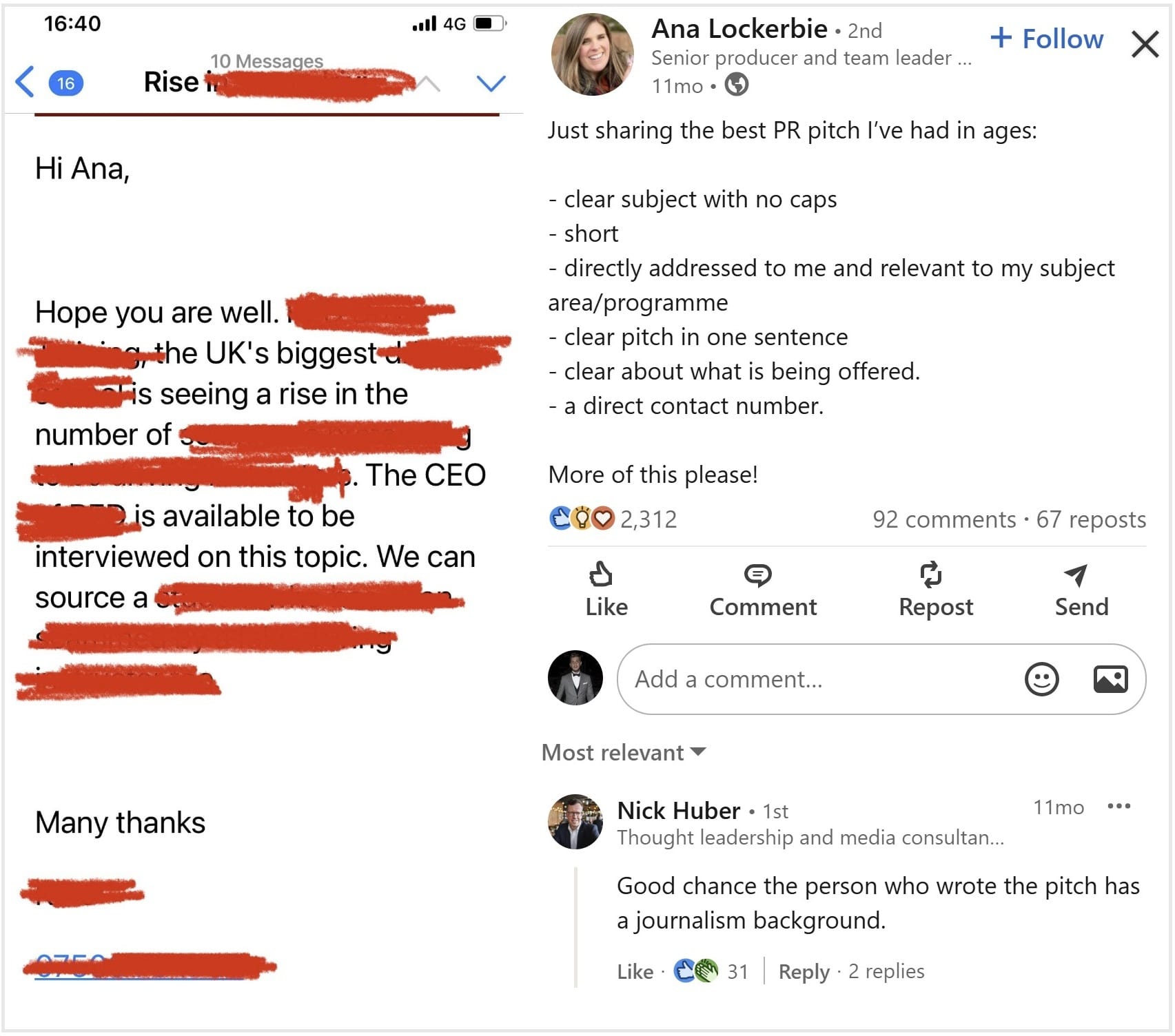 Ana Lockerbie LinkedIn post