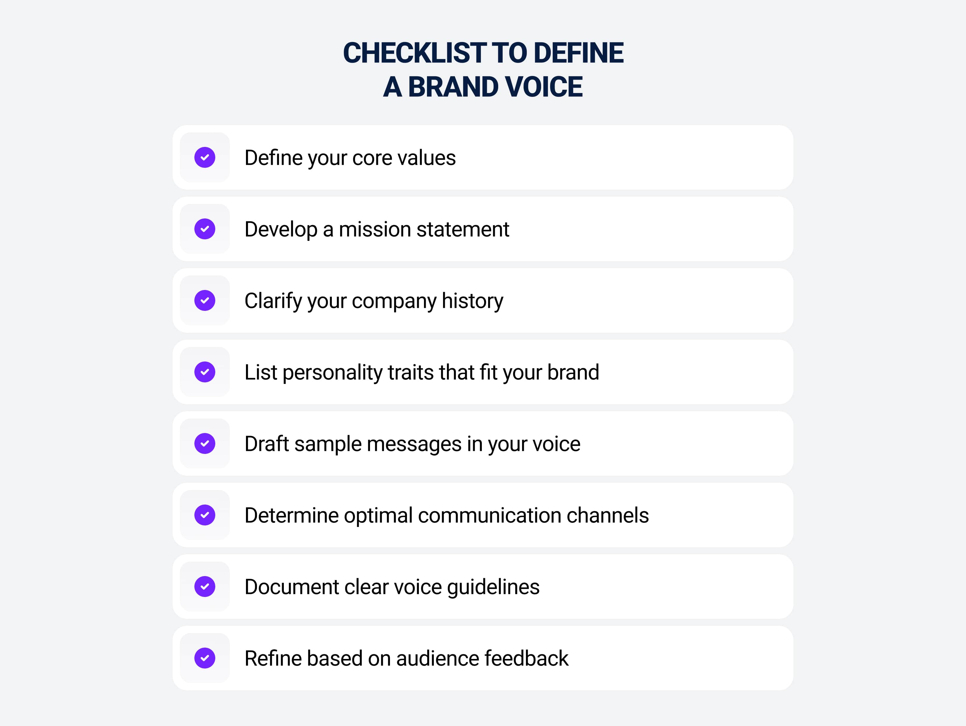 Checklist to define a brand voice