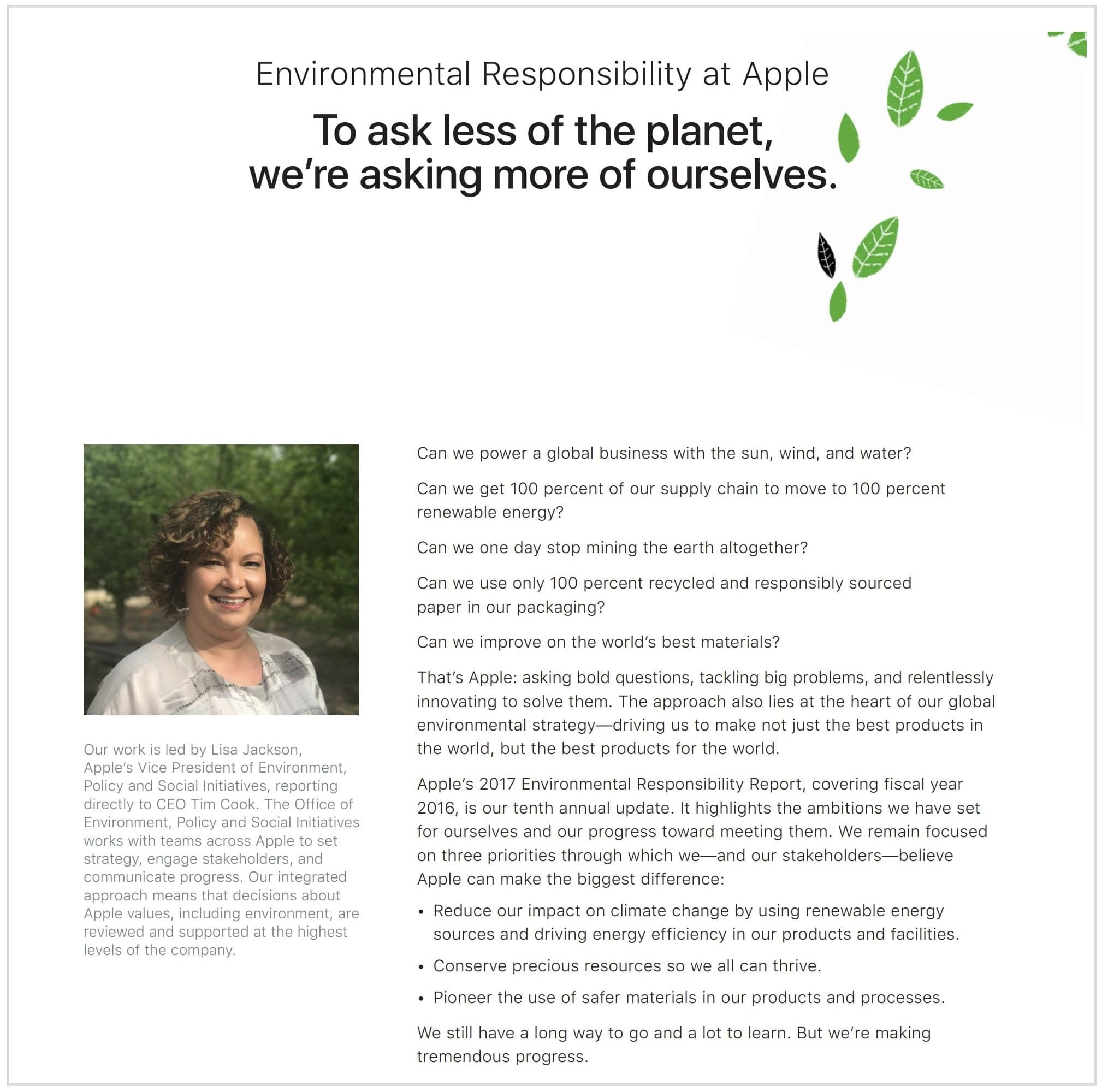 Environmental responsibility at Apple