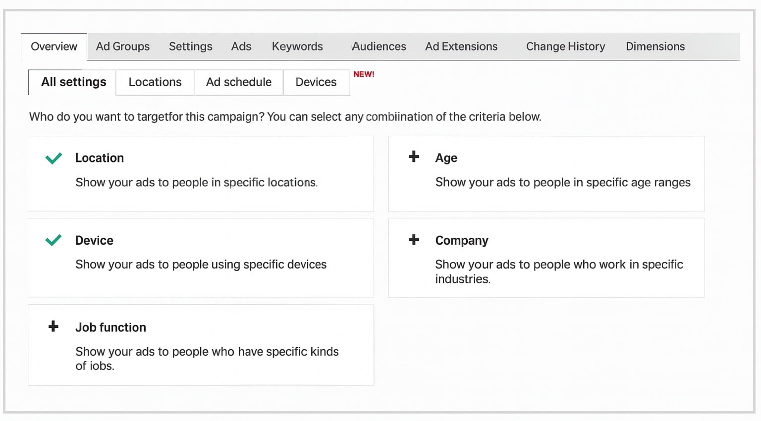 Microsoft Bing profile targetting
