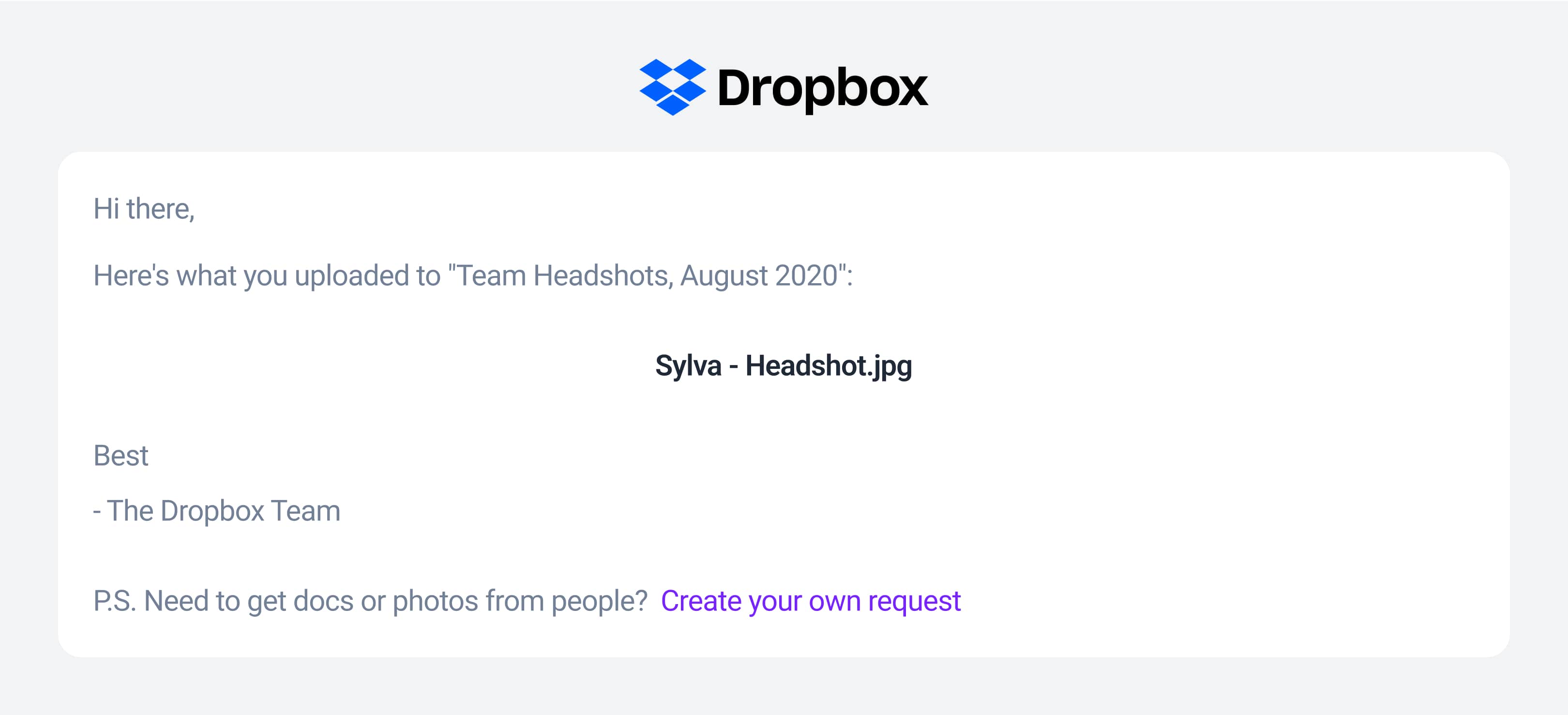 Dropbox file request