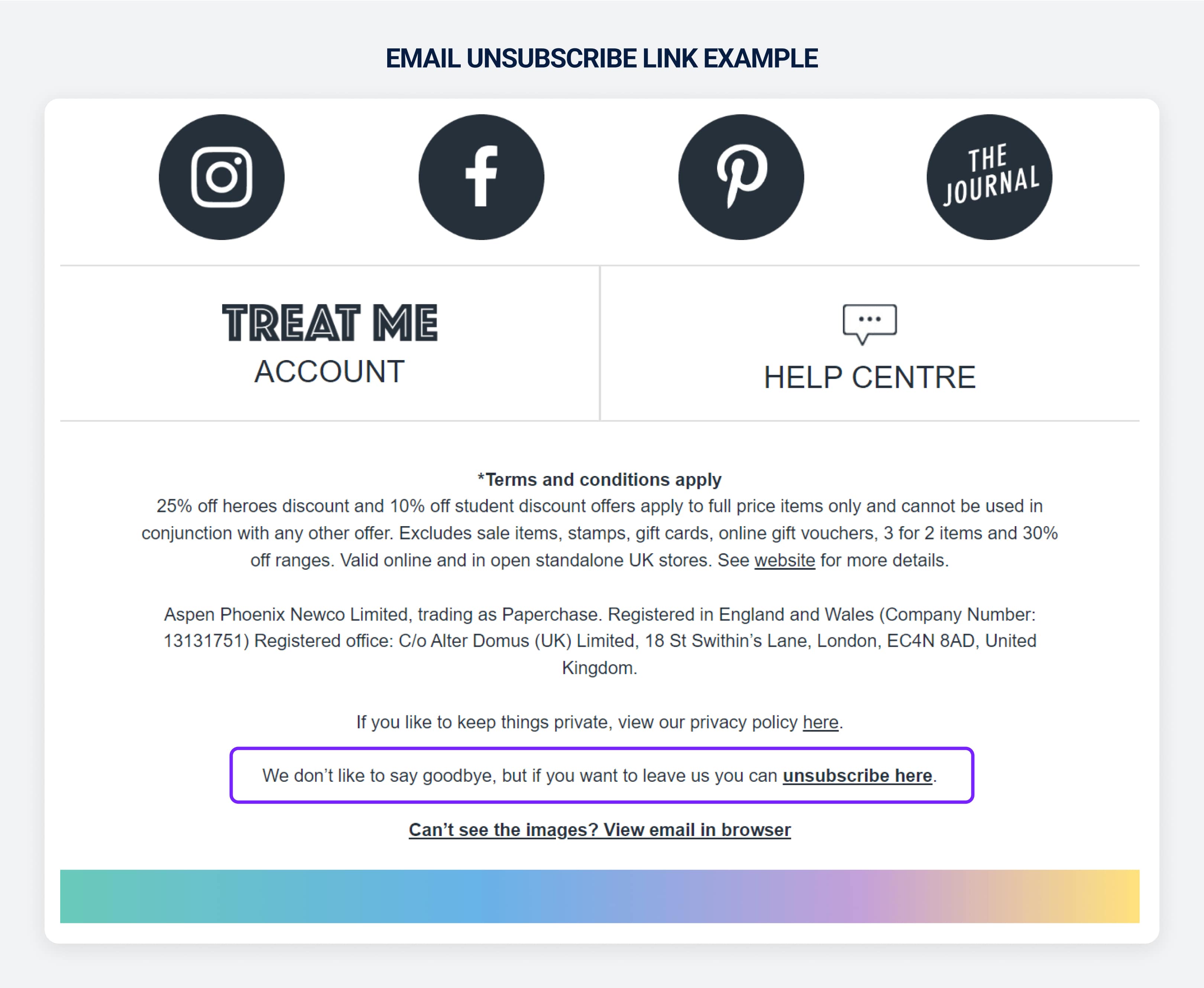Email unsubscribe link example