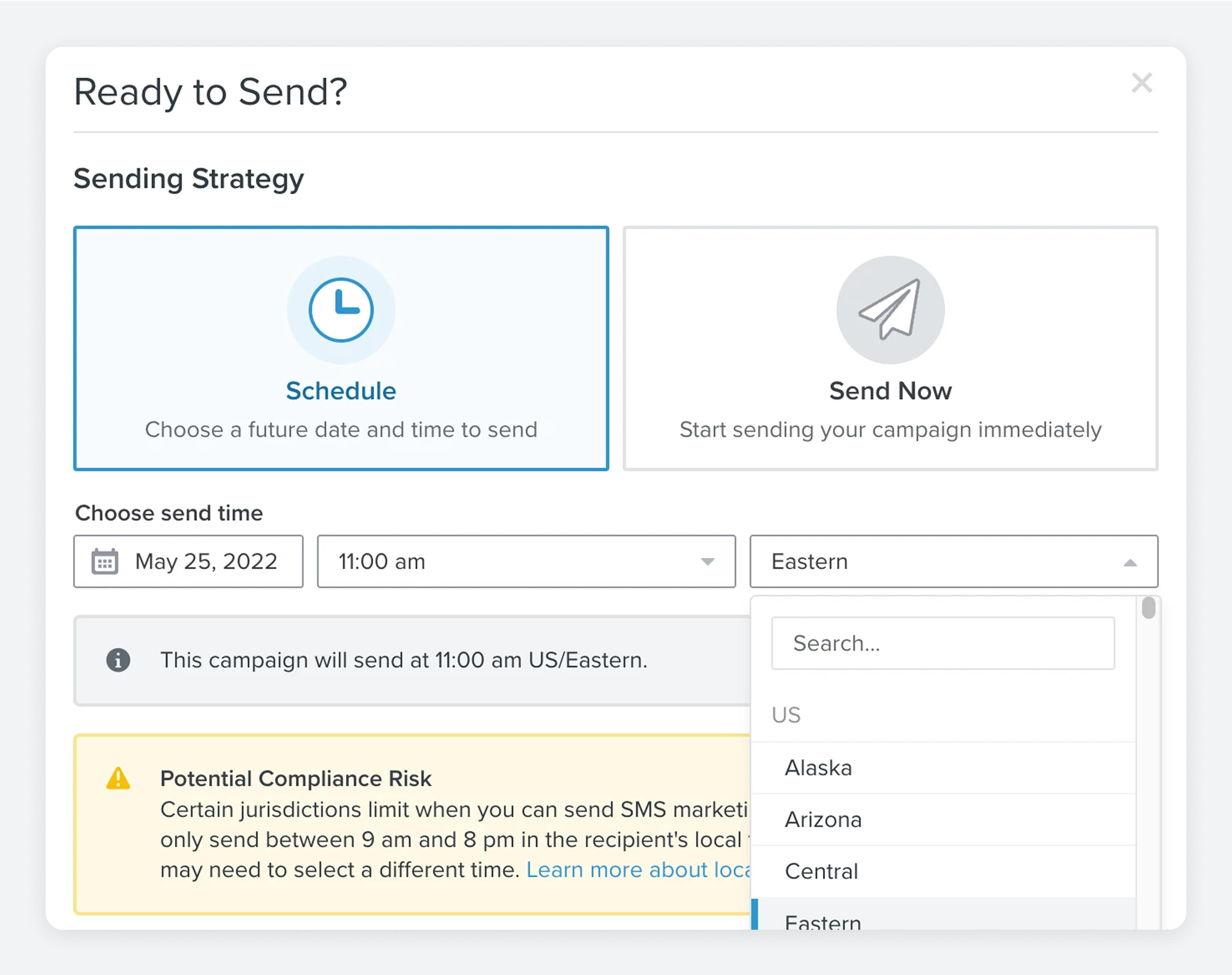 Send in recipients local time feature