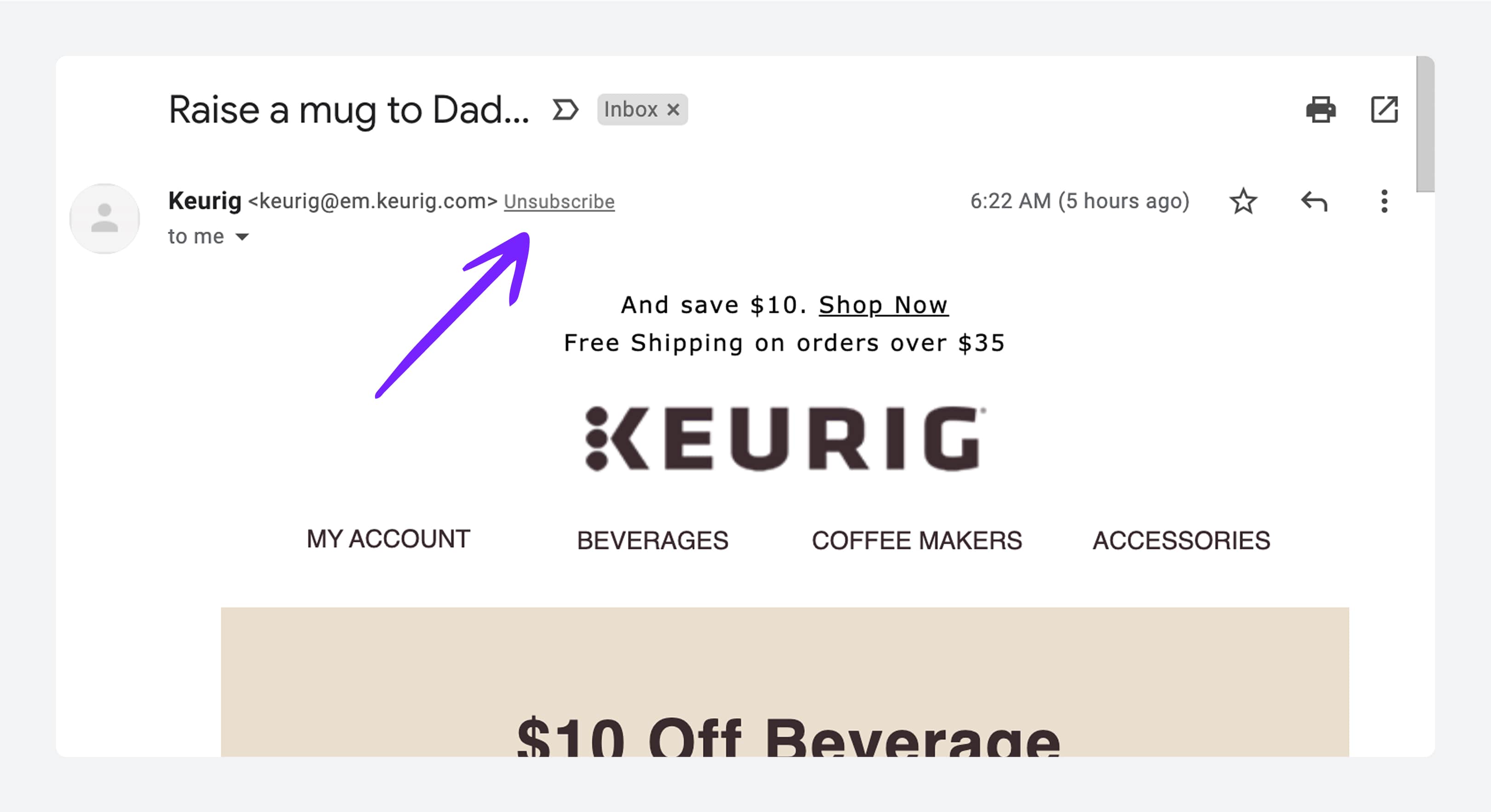Unsubscribe header