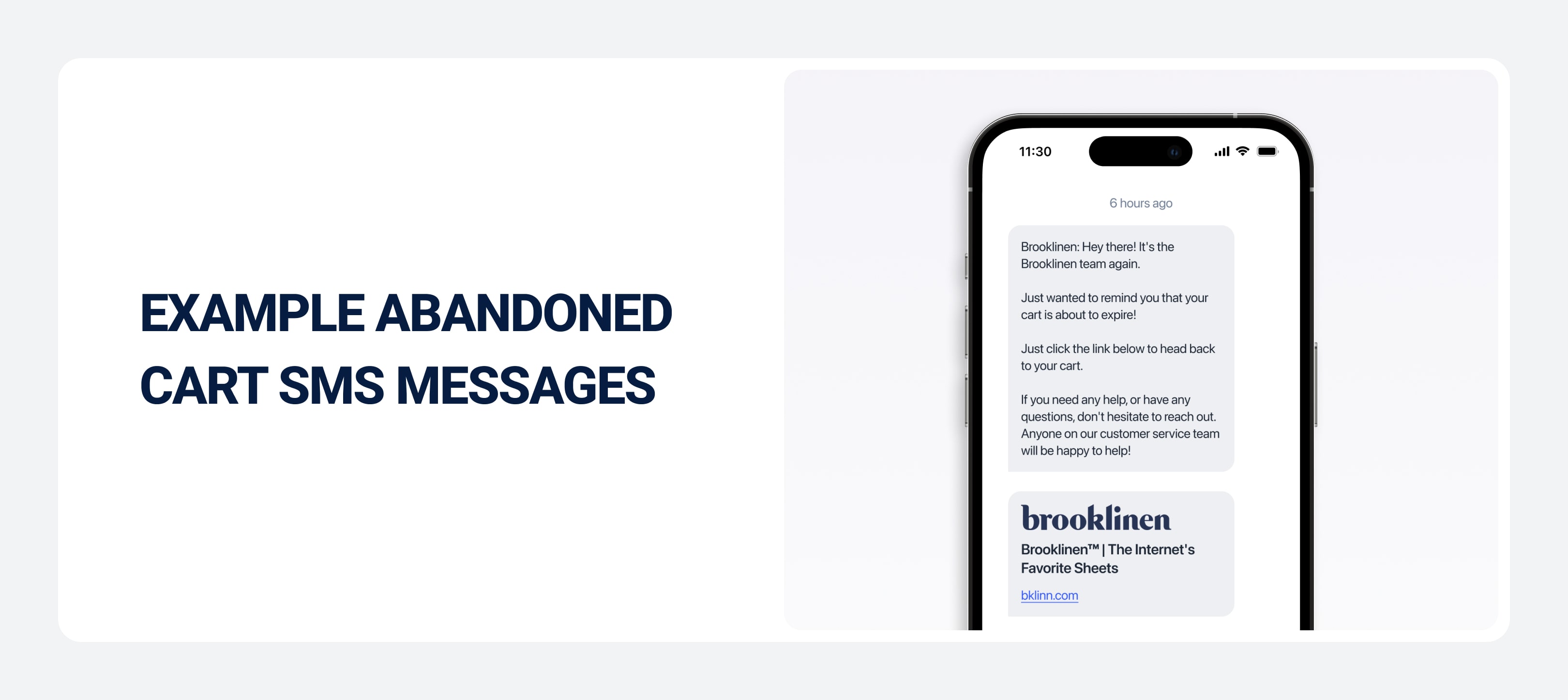 Example abandoned cart SMS messages