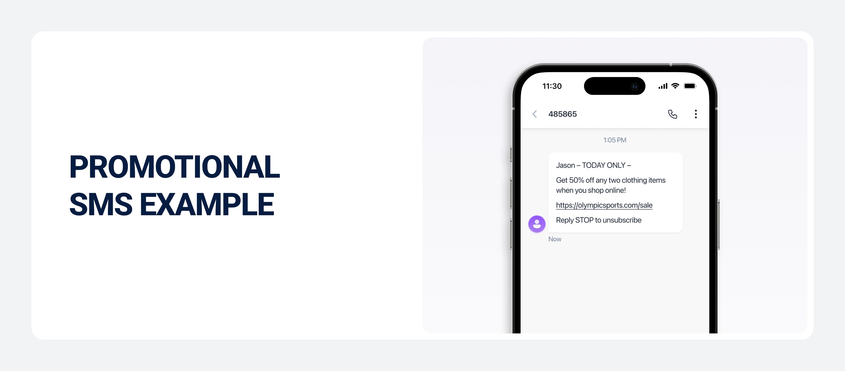 Promotional SMS example