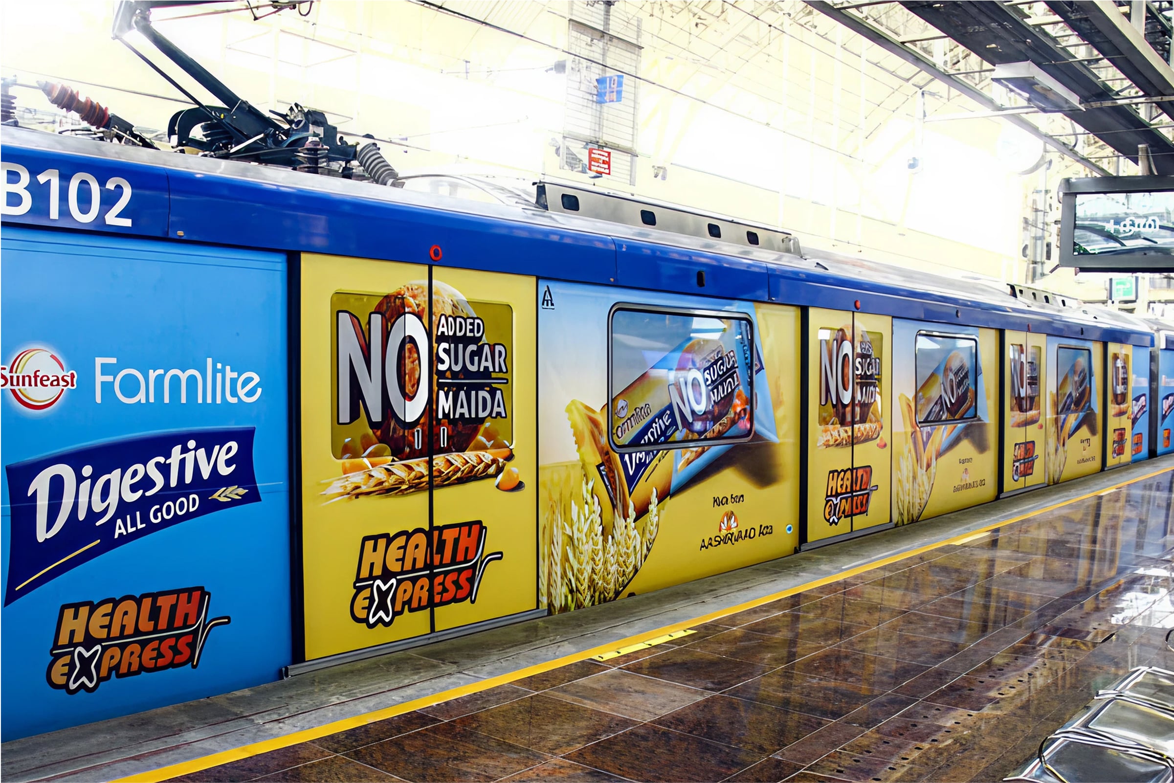 Train advertising train wraps